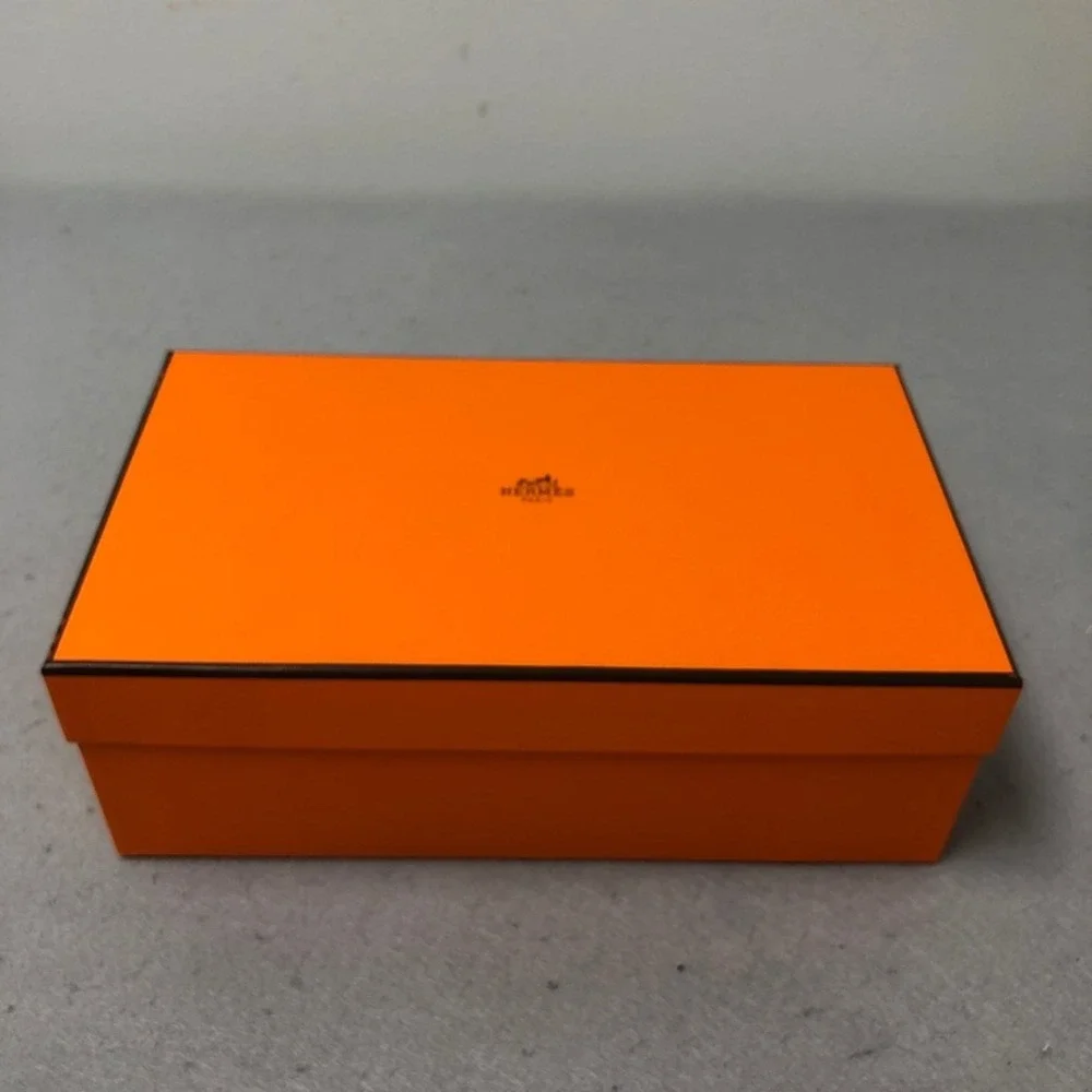Hermes Storage Box and Dust Bags Orange Herringbone Set Travel 11x6.5x4